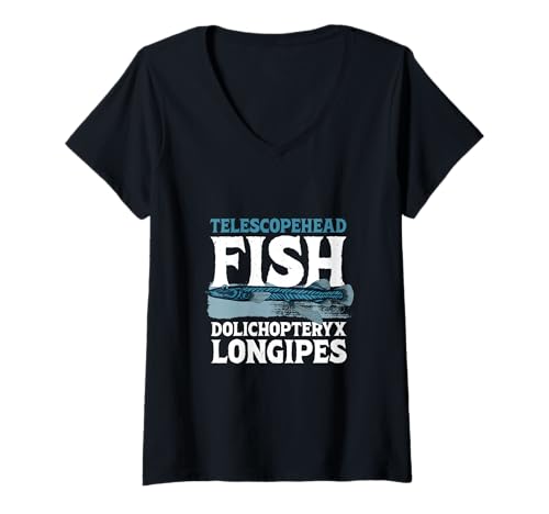 Damen Tiefsee Monster - Teleskopkopf-Fisch T-Shirt mit V-Ausschnitt Damen Tiefsee Monster - Teleskopkopf-Fisch T-Shirt mit V-Ausschnitt von Tiefseefisch Designs