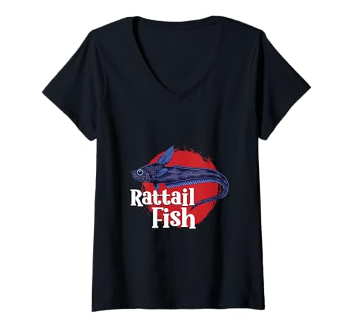 Damen Tiefsee Monster - Tiefsee-Rasselzahnfisch T-Shirt mit V-Ausschnitt Damen Tiefsee Monster - Tiefsee-Rasselzahnfisch T-Shirt mit V-Ausschnitt von Tiefseefisch Designs