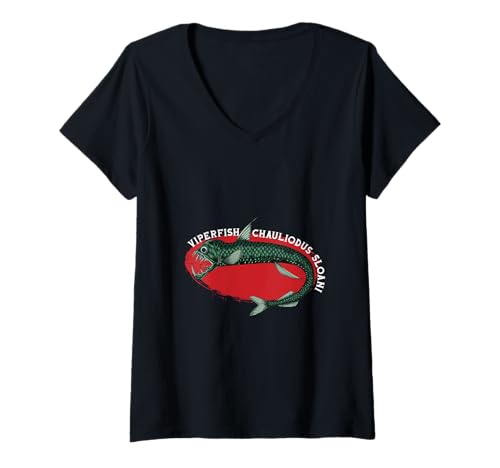 Damen Tiefsee Monster - Viperfisch T-Shirt mit V-Ausschnitt Damen Tiefsee Monster - Viperfisch T-Shirt mit V-Ausschnitt von Tiefseefisch Designs