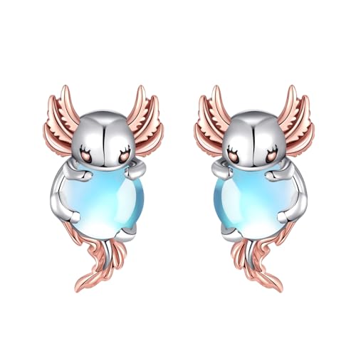 Axolotl Ohrringe aus Sterlingsilber mit Blauem Mondstein Tier Ohrstecker Schmuck Geschenke für Damen Axolotl Ohrringe aus Sterlingsilber mit Blauem Mondstein Tier Ohrstecker Schmuck Geschenke für Damen von Tiehuoxia