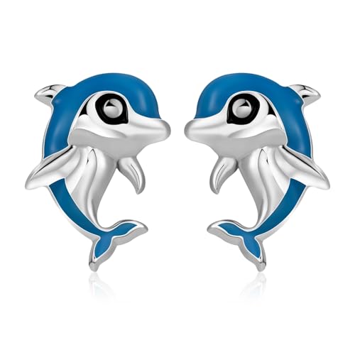 Delfin Ohrringe Sterling Silber Hellblau Ozean Tier Ohrstecker Schmuck Geburtstagsgeschenke für Damen Freunde Tochter Enkelin Delfin Ohrringe Sterling Silber Hellblau Ozean Tier Ohrstecker Schmuck Geburtstagsgeschenke für Damen Freunde Tochter Enkelin von Tiehuoxia
