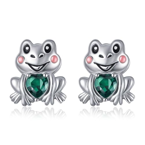 Frosch Ohrringe Sterling Silber Niedliches Tier Smaragd Liebe Herz Ohrstecker Schmuck Geburtstagsgeschenke für Damen Frosch Ohrringe Sterling Silber Niedliches Tier Smaragd Liebe Herz Ohrstecker Schmuck Geburtstagsgeschenke für Damen von Tiehuoxia