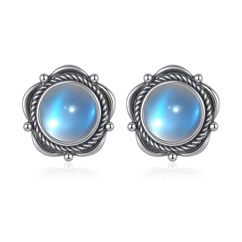 Mondstein Ohrringe Sterling Silber Naturstein Echter Mondstein Retro Blume Ohrstecker Schmuck Geschenke für Damen Mondstein Ohrringe Sterling Silber Naturstein Echter Mondstein Retro Blume Ohrstecker Schmuck Geschenke für Damen von Tiehuoxia