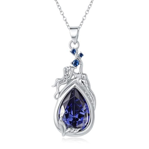 Tiehuoxia Meerjungfrau Kette Sterling Silber September Blau Saphir Geburtsstein Ketten Ozean Fisch Teardrop Anhänger Schmuck Geburtstagsgeschenke für Damen Tiehuoxia Meerjungfrau Kette Sterling Silber September Blau Saphir Geburtsstein Ketten Ozean Fisch Teardrop Anhänger Schmuck Geburtstagsgeschenke für Damen von Tiehuoxia