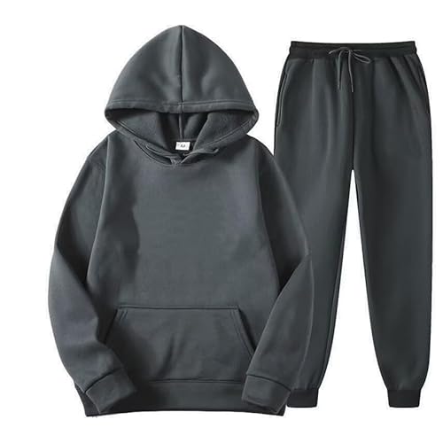 Anzug Herren Y2K Jogginganzug 2 Teilig Buchstaben Druck Lose Hoodies Und Jogginghosen Herbst Leichte Trainingsanzug Sportanzug Tracksuit Unisex, Dunkelgrau, L von Tielag