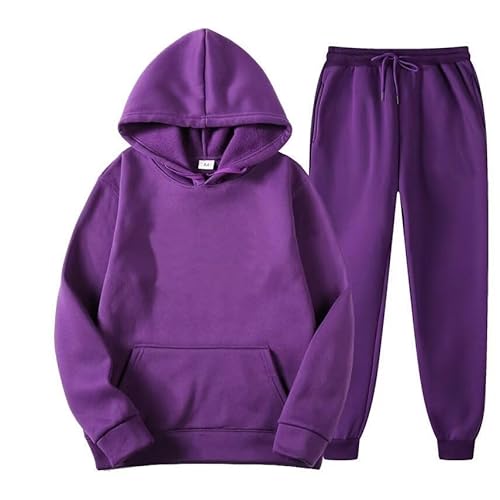 Anzug Herren Y2K Jogginganzug 2 Teilig Buchstaben Druck Lose Hoodies Und Jogginghosen Herbst Leichte Trainingsanzug Sportanzug Tracksuit Unisex, Lila, L von Tielag