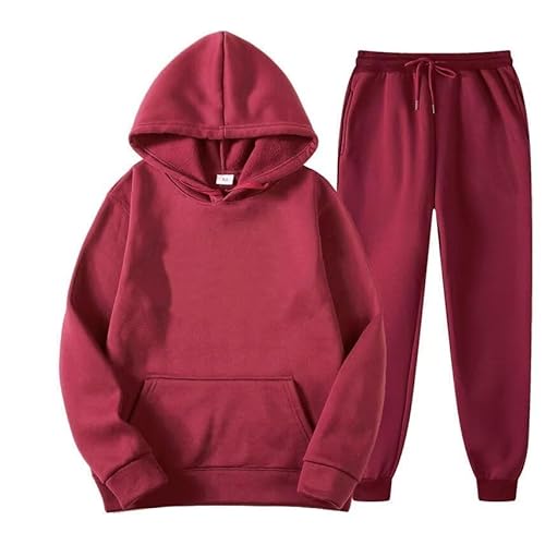 Anzug Herren Y2K Jogginganzug 2 Teilig Buchstaben Druck Lose Hoodies Und Jogginghosen Herbst Leichte Trainingsanzug Sportanzug Tracksuit Unisex, Rotwein, 3XL von Tielag