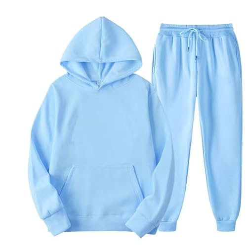 Anzug Herren Y2K Jogginganzug 2 Teilig Buchstaben Druck Lose Hoodies Und Jogginghosen Herbst Leichte Trainingsanzug Sportanzug Tracksuit Unisex, hellblau, L von Tielag