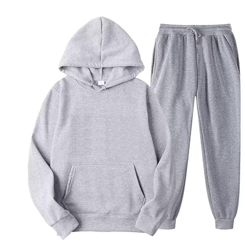 Tielag Corteiz 2 Piece Jogginganzug Trainingsanzug Herren Damen Sportanzug Y2K Jogginganzug Tracksuit Unisex Jogging Anzug Set mit Hoodie und Hose Sportbekleidung Laufanzug, Grau, L von Tielag