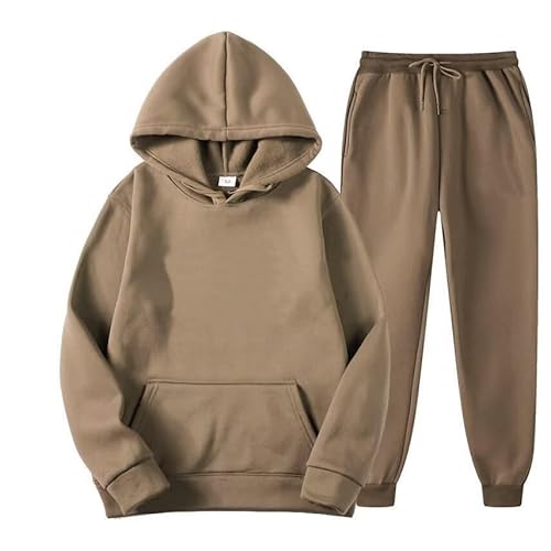 Tielag Trainingsanzug Jogginganzug Herren Hoodies mit Hose Männer Baggy Sportanzug Basic Freizeitanzug Jogginghose mit Taschen Herren Joggingsuit Sportbekleidung, M, Kaffee von Tielag