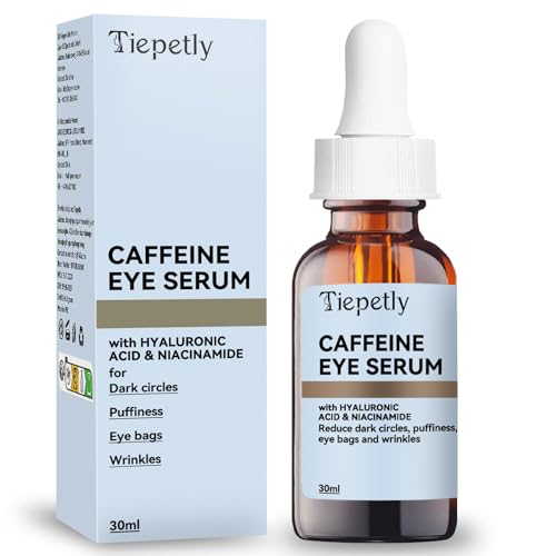 Koffein Augenserum Augenringe Entfernen, Augencreme gegen Falten und Augenringe mit Hyaluronsäure, Anti-Aging Augenpflegeserum für Männer und Frauen, 30 ml von Tiepetly