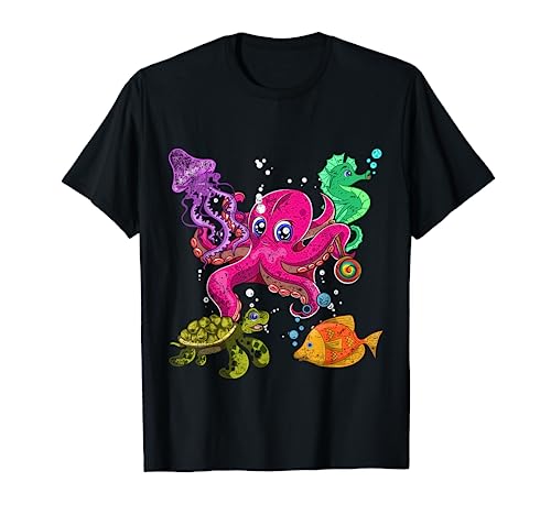 Baby Oktopus Seepferdchen Qualle Schildkröte Kinder Tier T-Shirt von Tier T-Shirts & Geschenkideen