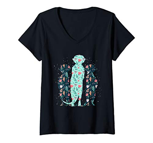 Damen Afrika Tier Geschenk Zoo Vintage Erdmännchen T-Shirt mit V-Ausschnitt von Tier T-Shirts & Geschenkideen