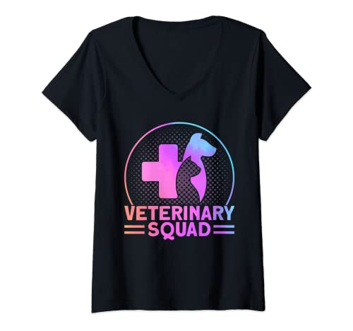Damen Tierärztin Tierarzt Team Veterinär Wasserfarbe T-Shirt mit V-Ausschnitt Damen Tierärztin Tierarzt Team Veterinär Wasserfarbe T-Shirt mit V-Ausschnitt von Tierärztin & Veterinär Geschenk