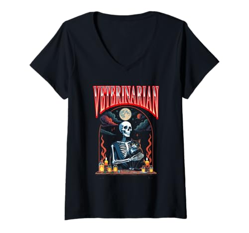 Damen Tierarzt Halloween Tierarzt Haustier Tierarzt T-Shirt mit V-Ausschnitt Damen Tierarzt Halloween Tierarzt Haustier Tierarzt T-Shirt mit V-Ausschnitt von Tierärztinnen Und Tierärzte