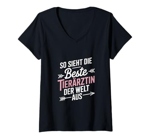 Damen So Sieht die Beste Tierärztin der Welt aus T-Shirt mit V-Ausschnitt Damen So Sieht die Beste Tierärztin der Welt aus T-Shirt mit V-Ausschnitt von Tierarzt Tierarzthelferin TFA TFMA