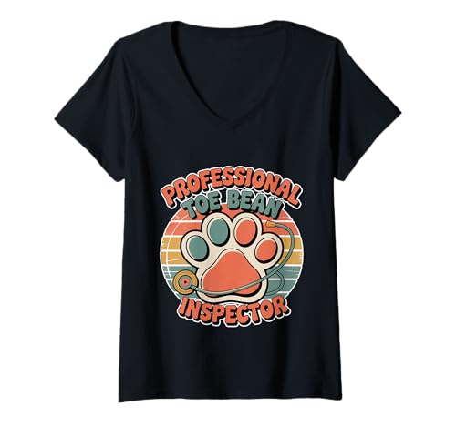 Damen Professional Toe Bean Inspector Tierarzttier - T-Shirt mit V-Ausschnitt von Tierarztpatrouillenhumor
