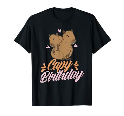 Capy Birthday Mädchen Capybaras Capybara Wasserschwein T-Shirt Capy Birthday Mädchen Capybaras Capybara Wasserschwein T-Shirt von Tiere Capybaras Capy Birthday Girl Süß Capybara