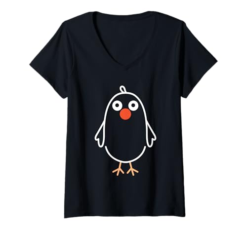 Damen Süße kleine Tiere minimalistischer Vogel einfach Perlhuhn T-Shirt mit V-Ausschnitt Damen Süße kleine Tiere minimalistischer Vogel einfach Perlhuhn T-Shirt mit V-Ausschnitt von Tiere Vögel süße kleine Tor Guinea Geflügel