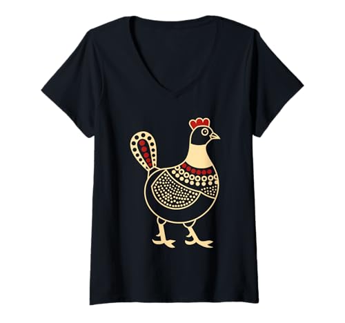 Damen Süße kleine Tiere minimalistischer Vogel einfach Perlhuhn T-Shirt mit V-Ausschnitt Damen Süße kleine Tiere minimalistischer Vogel einfach Perlhuhn T-Shirt mit V-Ausschnitt von Tiere Vögel süße kleine Tor Guinea Geflügel