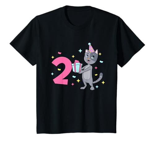 Geburtstagsshirt Katze - Mädchen Geburtstag 2 Jahre T-Shirt von Tiere feiern Kinder Geburtstag