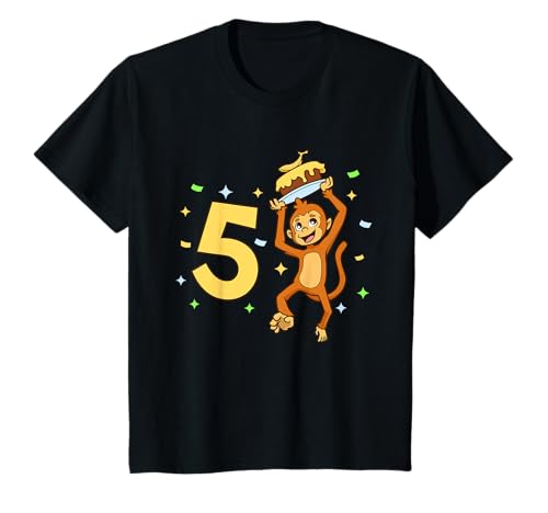 Geburtstagsshirt Affe - Kinder Geburtstag 5 Jahre T-Shirt von Tiere feiern Kinder Geburtstag