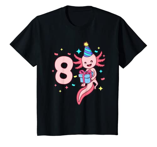 Kinder Geburtstagsshirt Axolotl - Mädchen Geburtstag 8 Jahre T-Shirt von Tiere feiern Kinder Geburtstag