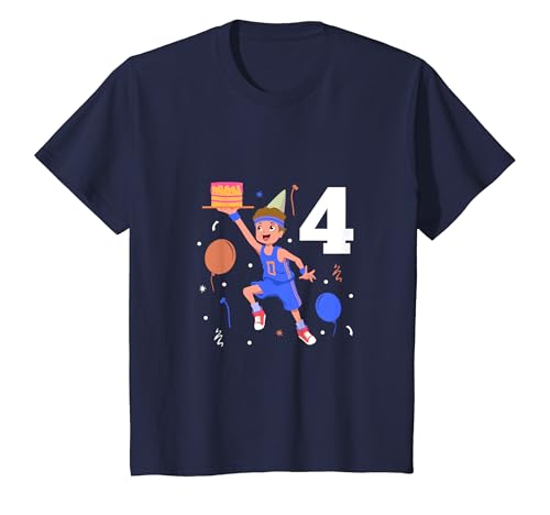 Kinder Geburtstagsshirt Basketballer - Junge Geburtstag 4 Jahre T-Shirt von Tiere feiern Kinder Geburtstag