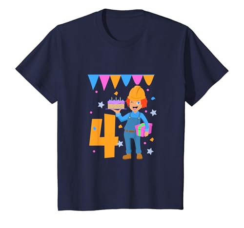 Kinder Geburtstagsshirt Bauarbeiter - Junge Geburtstag 4 Jahre T-Shirt von Tiere feiern Kinder Geburtstag