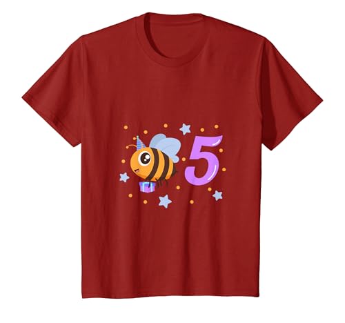 Kinder Geburtstagsshirt Biene - Kinder Geburtstag 5 Jahre T-Shirt von Tiere feiern Kinder Geburtstag