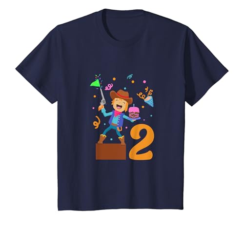 Kinder Geburtstagsshirt Cowboy - Junge Geburtstag 2 Jahre T-Shirt von Tiere feiern Kinder Geburtstag