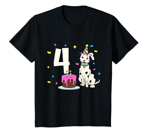 Geburtstagsshirt Dalmatiner - Mädchen Geburtstag 4 Jahre T-Shirt von Tiere feiern Kinder Geburtstag
