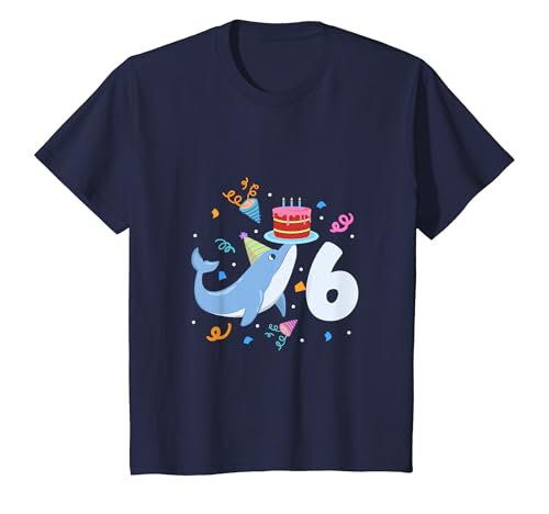 Kinder Geburtstagsshirt Delfin - Kinder Geburtstag 6 Jahre T-Shirt von Tiere feiern Kinder Geburtstag