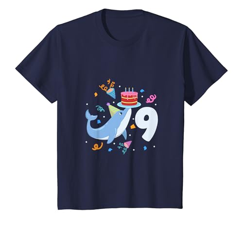 Kinder Geburtstagsshirt Delfin - Kinder Geburtstag 9 Jahre T-Shirt von Tiere feiern Kinder Geburtstag