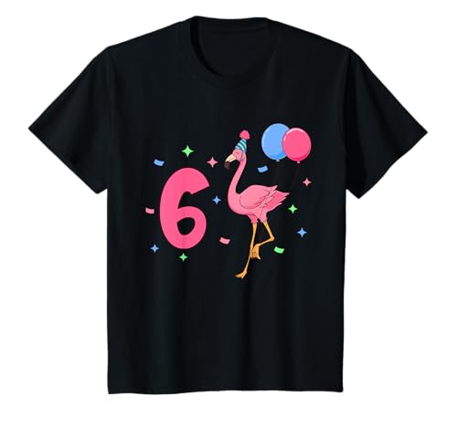 Geburtstagsshirt Flamingo - Mädchen Geburtstag 6 Jahre T-Shirt von Tiere feiern Kinder Geburtstag