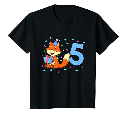 Geburtstagsshirt Fuchs - Jungen Geburtstag 5 Jahre T-Shirt von Tiere feiern Kinder Geburtstag