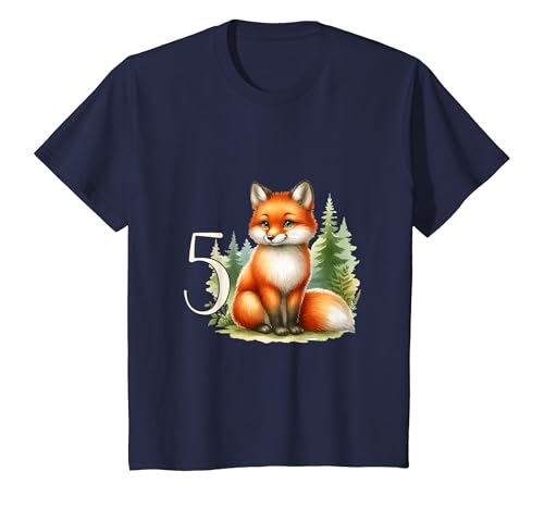 Kinder Geburtstagsshirt Fuchs - Kinder Geburtstag 5 Jahre T-Shirt von Tiere feiern Kinder Geburtstag