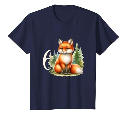 Kinder Geburtstagsshirt Fuchs - Kinder Geburtstag 6 Jahre T-Shirt von Tiere feiern Kinder Geburtstag