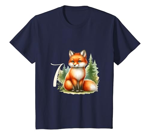 Kinder Geburtstagsshirt Fuchs - Kinder Geburtstag 7 Jahre T-Shirt von Tiere feiern Kinder Geburtstag