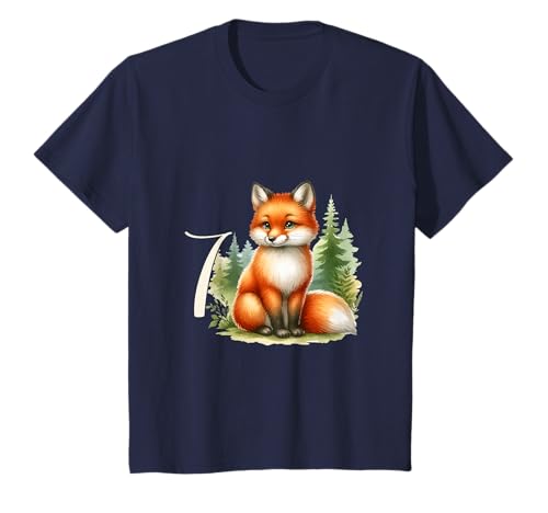 Geburtstagsshirt Fuchs - Kinder Geburtstag 7 Jahre T-Shirt von Tiere feiern Kinder Geburtstag