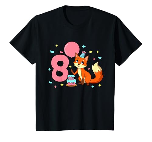 Geburtstagsshirt Fuchs - Mädchen Geburtstag 8 Jahre T-Shirt von Tiere feiern Kinder Geburtstag