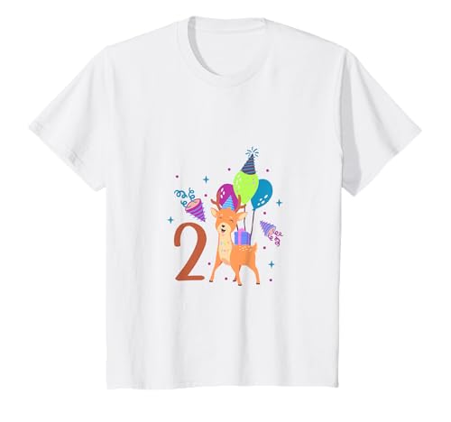 Geburtstagsshirt Hirsch - Kinder Geburtstag 2 Jahre T-Shirt von Tiere feiern Kinder Geburtstag