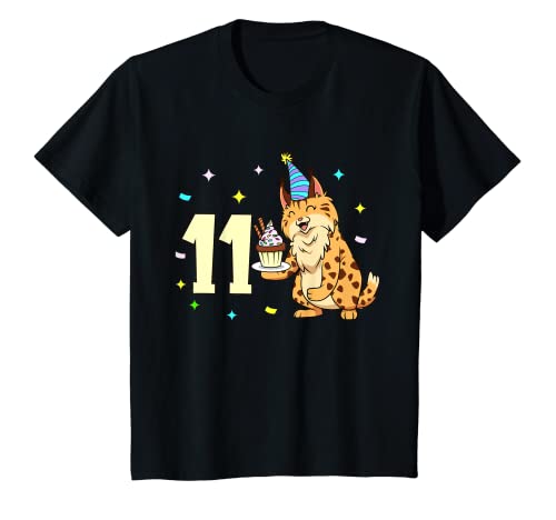Kinder Geburtstagsshirt Luchs - Kinder Geburtstag 11 Jahre T-Shirt von Tiere feiern Kinder Geburtstag