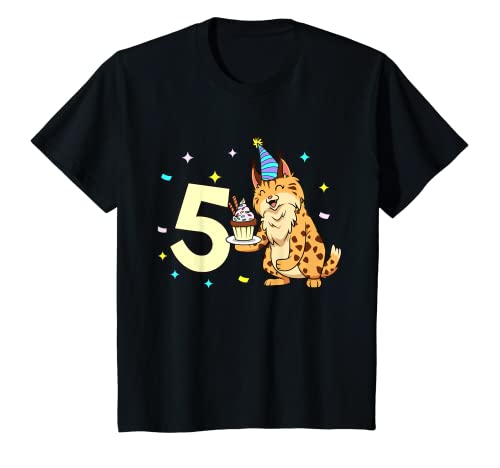 Kinder Geburtstagsshirt Luchs - Kinder Geburtstag 5 Jahre T-Shirt von Tiere feiern Kinder Geburtstag