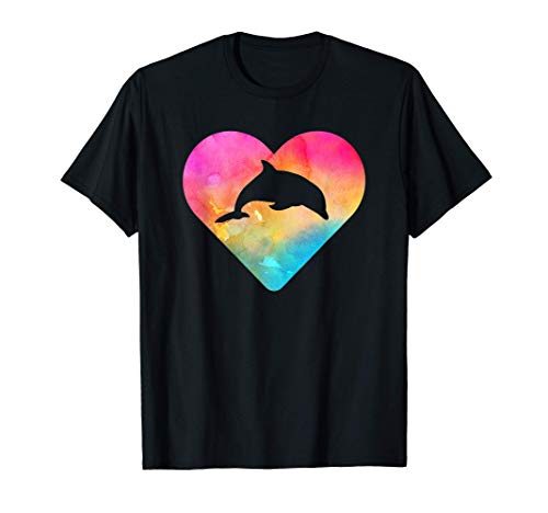 Damen oder Mädchen Delfin Tie Dye Aquarell T-Shirt Damen oder Mädchen Delfin Tie Dye Aquarell T-Shirt von Love and Animals Apparel Co