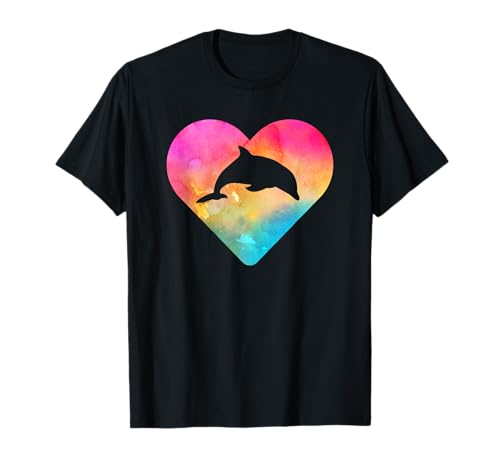 Damen oder Mädchen Delfin Tie Dye Aquarell T-Shirt Damen oder Mädchen Delfin Tie Dye Aquarell T-Shirt von Love and Animals Apparel Co