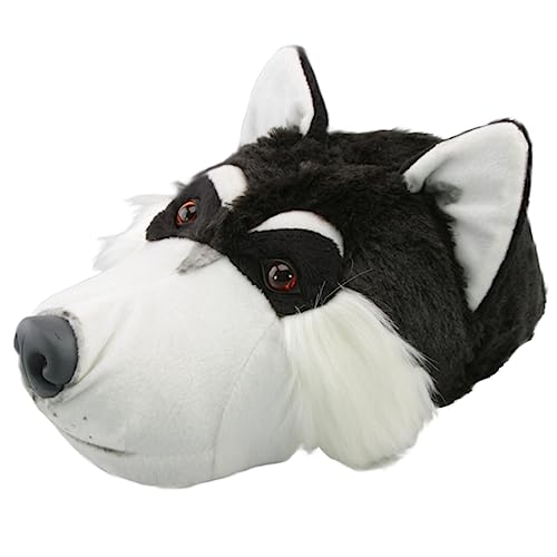 Tierhausschuhe Unisex Hausschuhe Husky, Schwarz, 41/42, TH-Wolf von Tierhausschuhe