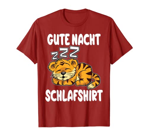 Gute Nacht Schlafshirt - Tiger Nachthemd für Mädchen T-Shirt von Tierisch Lustige Nachtwäsche für Damen und Kinder