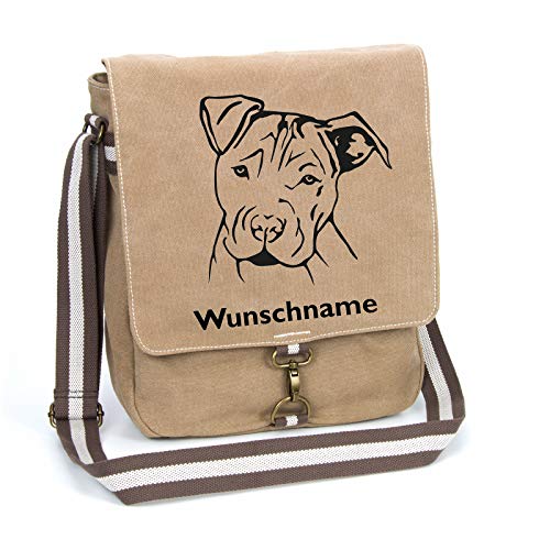 American Staffordshire Terrier Schultertasche Umhängetasche Tasche mit Hundemotiv und Namen personalisiert (Motiv 2) von Tierisch-tolle Geschenke