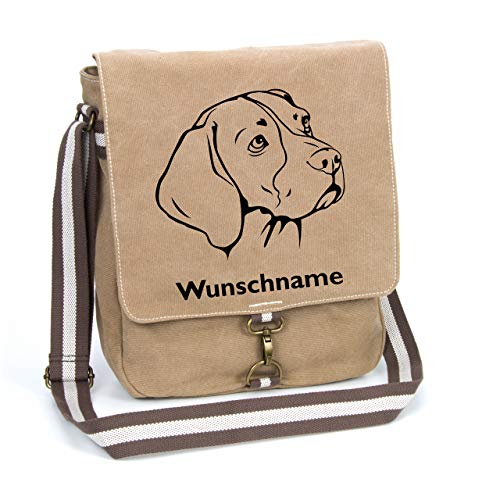 Beagle Canvas Schultertasche Umhängetasche Tasche mit Hundemotiv und Namen personalisiert von Tierisch-tolle Geschenke